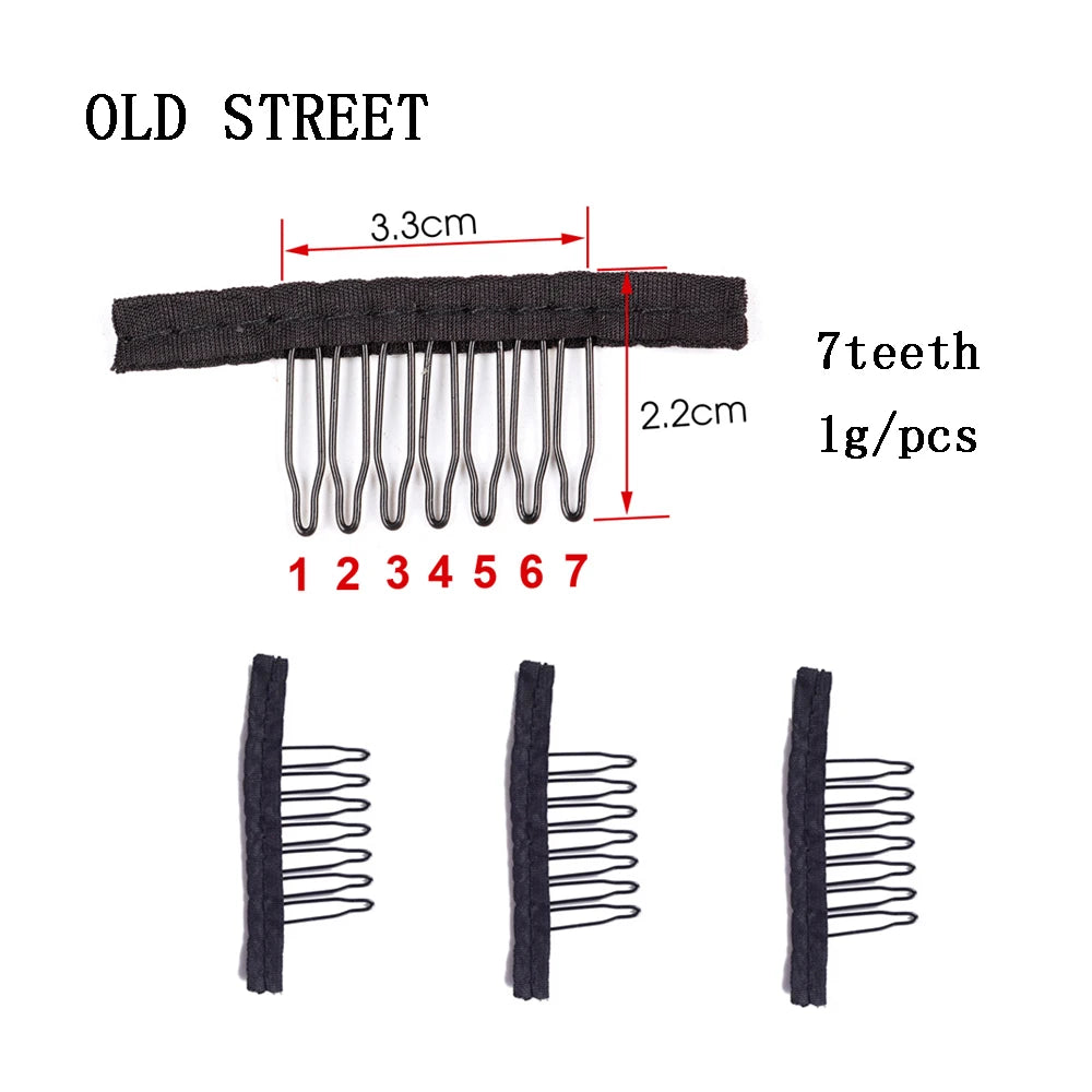Black Teeth Wig Combs Set Lace Cap Accessories Safe Stable Clips Application