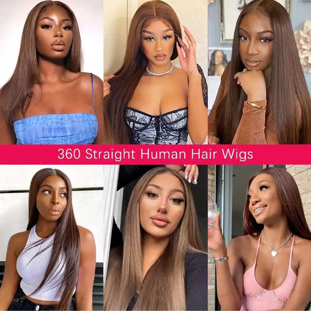 Hidden Invisible Strap Full HD Lace Glueless Wig Straight Chocolate Brown Front