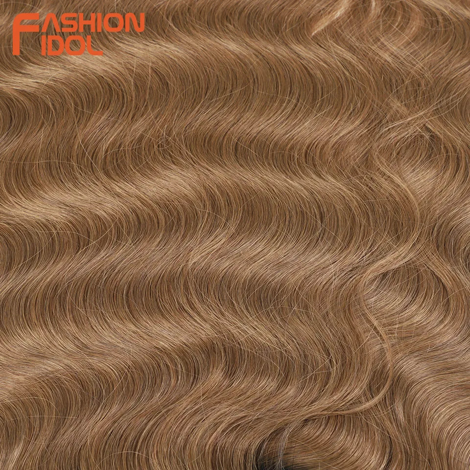 Body Wave Crochet Hair Long Synthetic Braids Goddess Ponytail Wavy Ombre Blonde