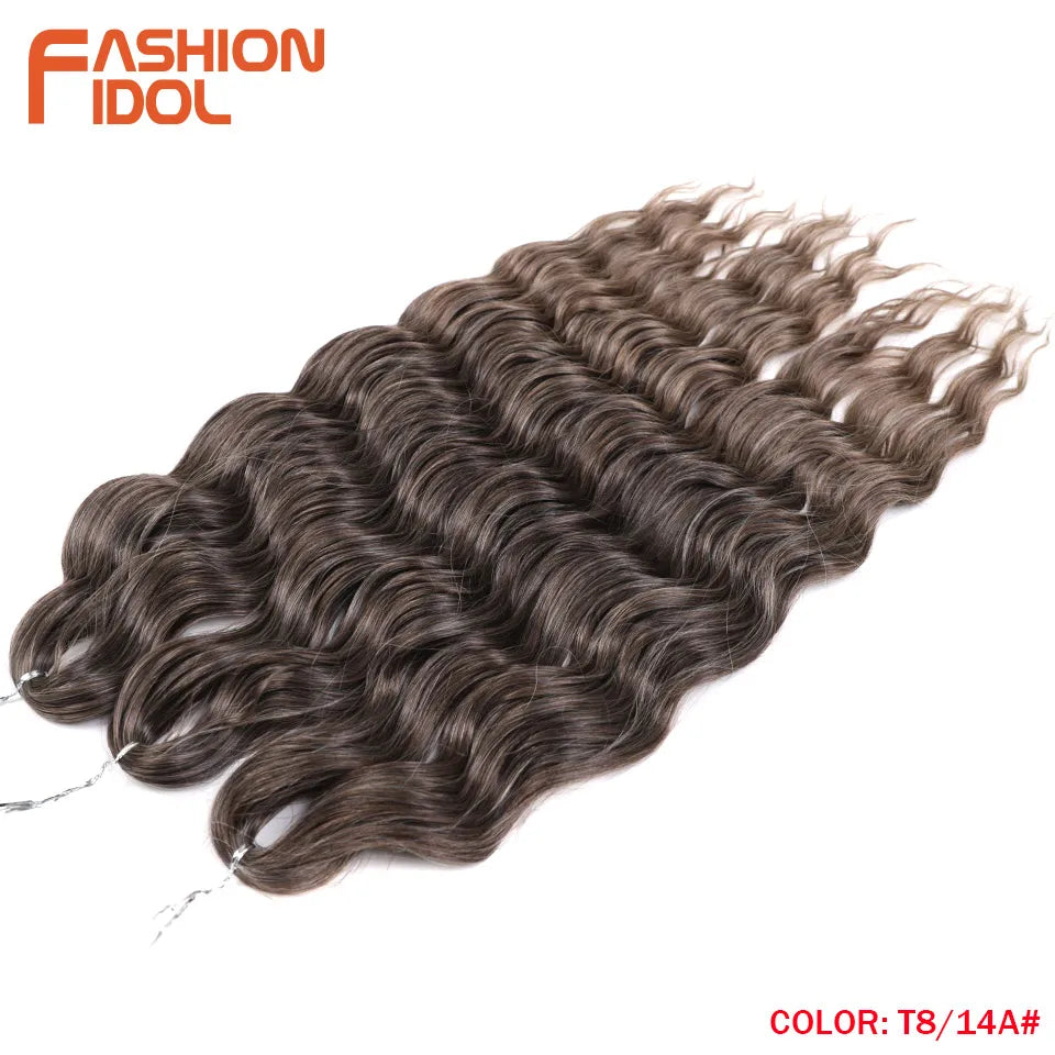 Loose Deep Wave Synthetic Braiding Hair Extensions - 24 Inch Water Wave, Ombre Blonde Twist Crochet
