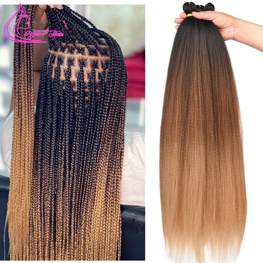 Pre Stretched Ez Braid Synthetic Ombre Brown Light Braids Extensions Senegal Twist