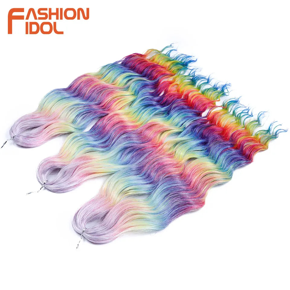 Loose Deep Wave Synthetic Braiding Hair Extensions - 24 Inch Water Wave, Ombre Blonde Twist Crochet