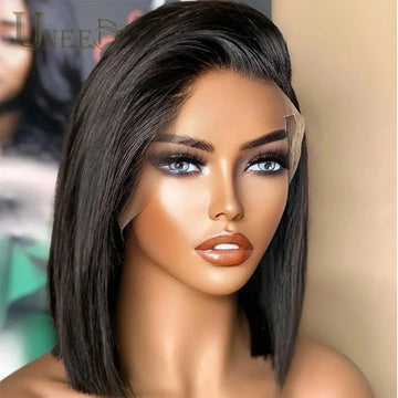 Indian Straight Bob Lace Closure Human Hair Wig, Blunt Cut