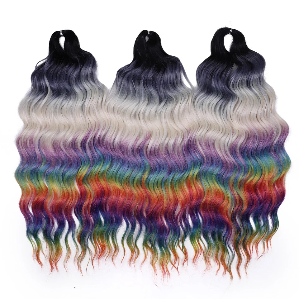 Water Wave Braiding Hair Extensions Ombre Blonde Deep Afro Curl Twist Crochet