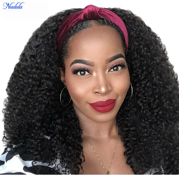 Afro Curly Blend & Secure Drawstringhalf Wig 4C Kinky Human Hair 3/4