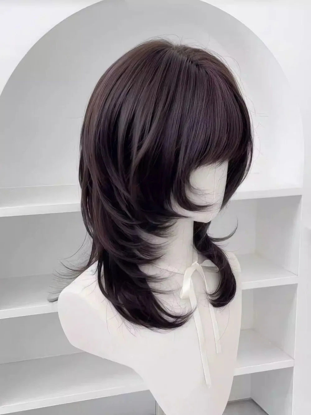 Deep Brown Wig A Layer Jellyfish Hairstyle Shoulder Short Headband Synthetic Lolita
