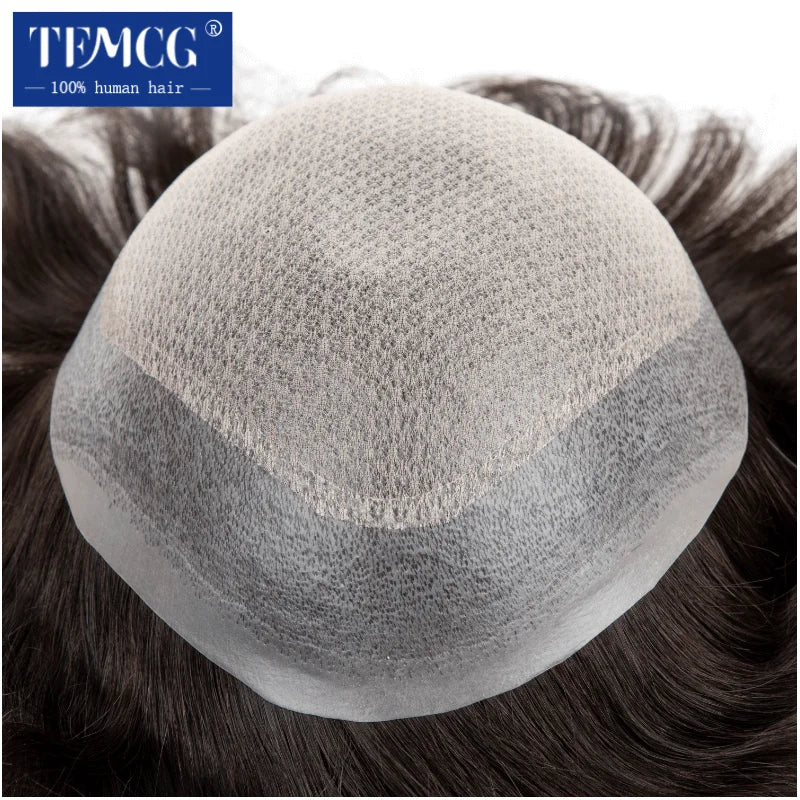 Toupee Diamond Lace Base Injected PU Around Wig Natural Human Hair Prosthesis
