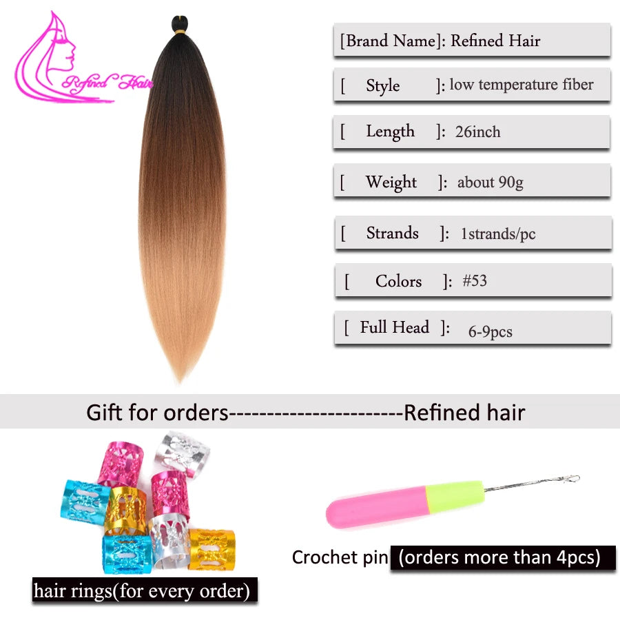 Pre Stretched Ez Braid Synthetic Ombre Brown Light Braids Extensions Senegal Twist