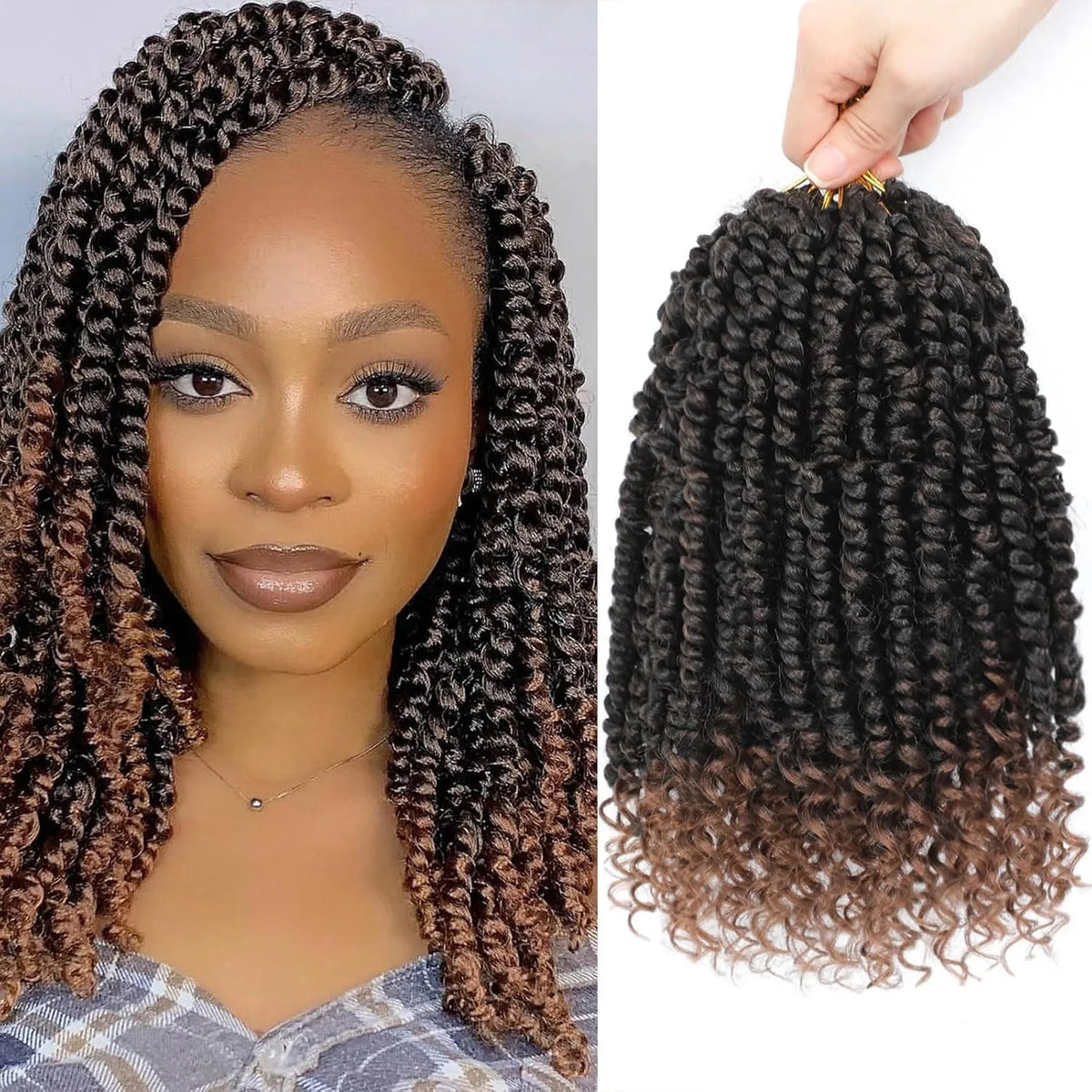 Passion Twist Crochet Hair Pre-twisted Short Pre Looped Curly Twists Synthetic Braids