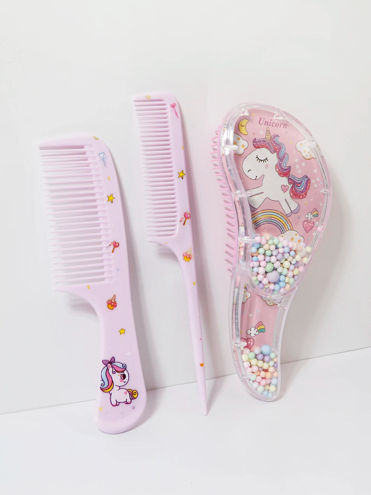 3pcs cartoon Comb Set, Wet and Dry Dual-Use, Hair Styling, Suitable for Any Hair Texture, Gift Set