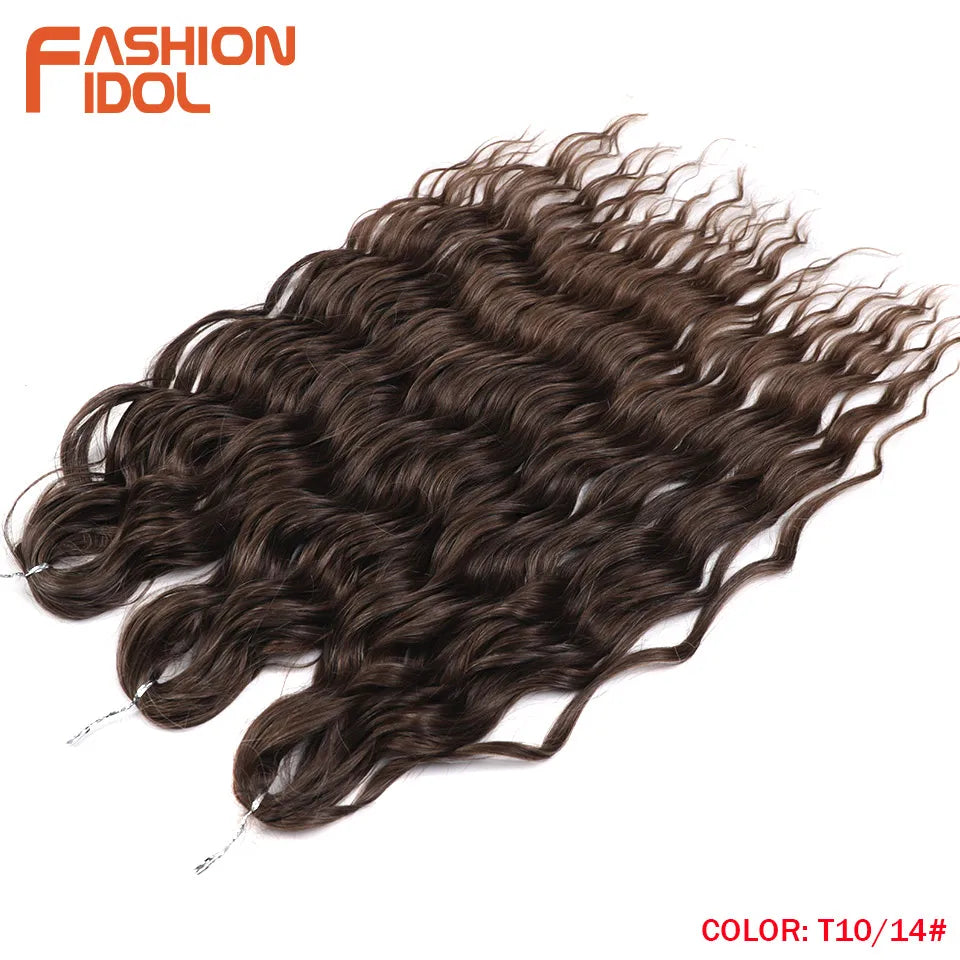 Loose Deep Wave Synthetic Braiding Hair Extensions - 24 Inch Water Wave, Ombre Blonde Twist Crochet
