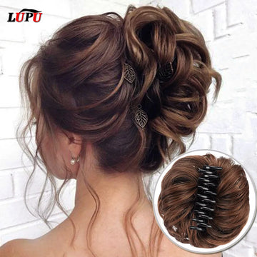 Synthetic Hair Bun Claw Clip in Chignon Piece Curly Messy Ponytail Extensions