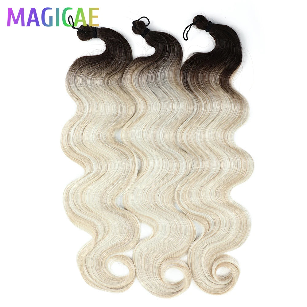 300G 26Inch Ombre Grey Crochet Braids Body Wave Light Brown Highlight Sp4/27/613