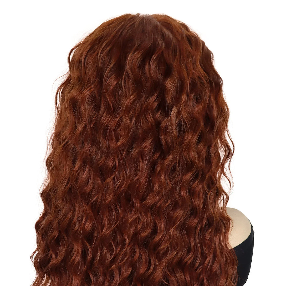 Reddish Brown Wig Synthetic Hair Glueless Curly Heat Resistant Auburn Deep Wave