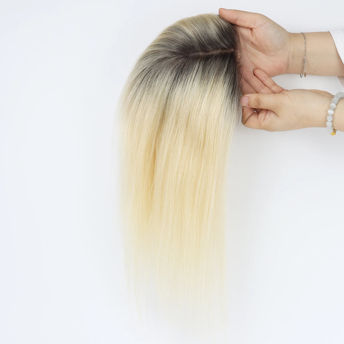 2/613 Ombre Light Blonde Topper Lace Front Real Remy Human Hair Toupee