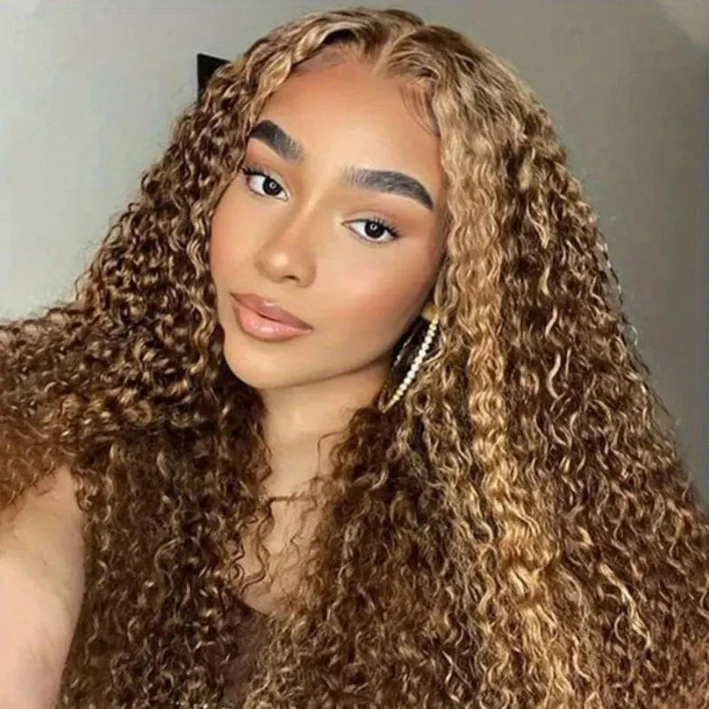 13x4 HD Lace Frontal Wig P427 Highlight Human Hair Water Wave Front