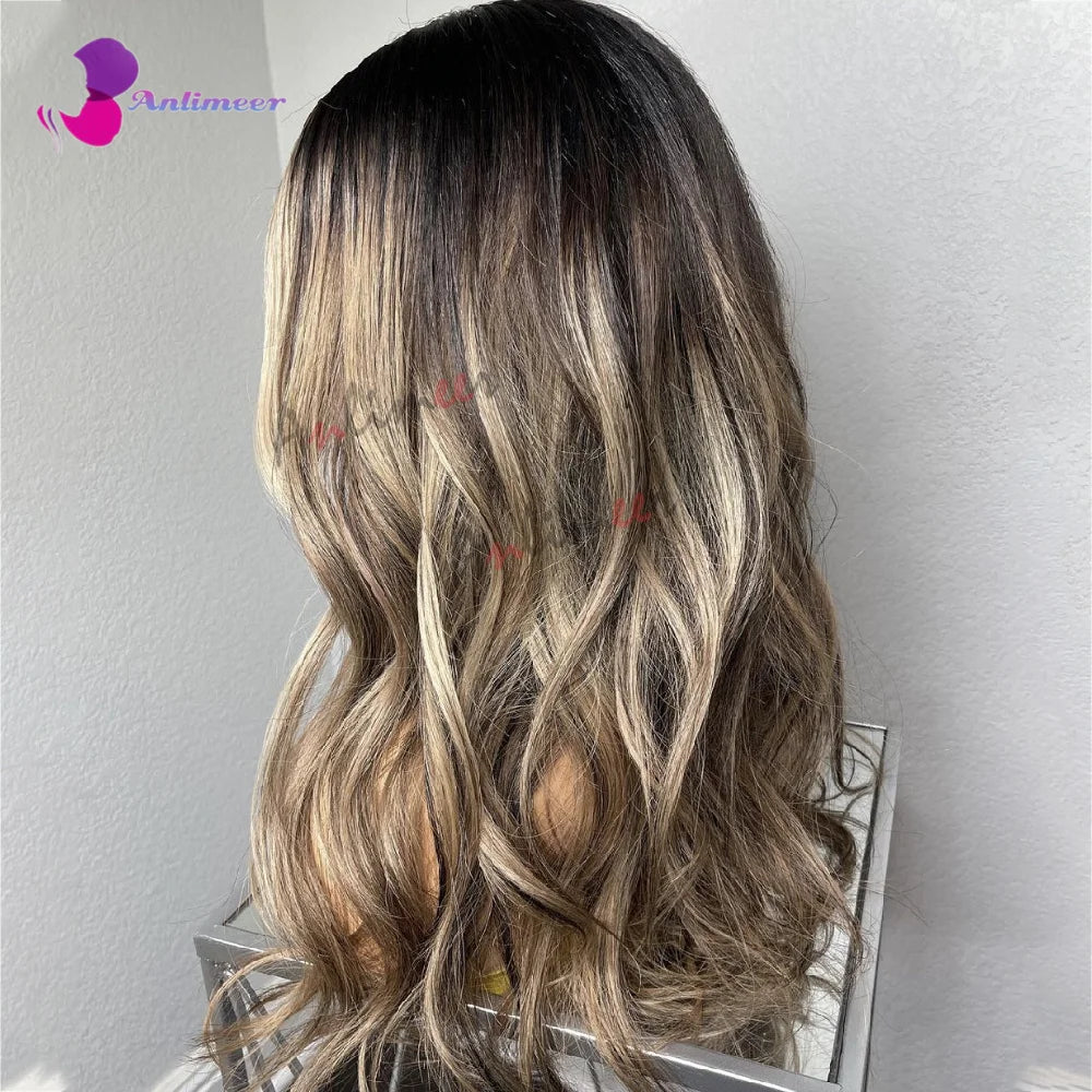 Human Lace Front Wigs Pre Plucked Bleached Knots Highlight Light Blonde Colored