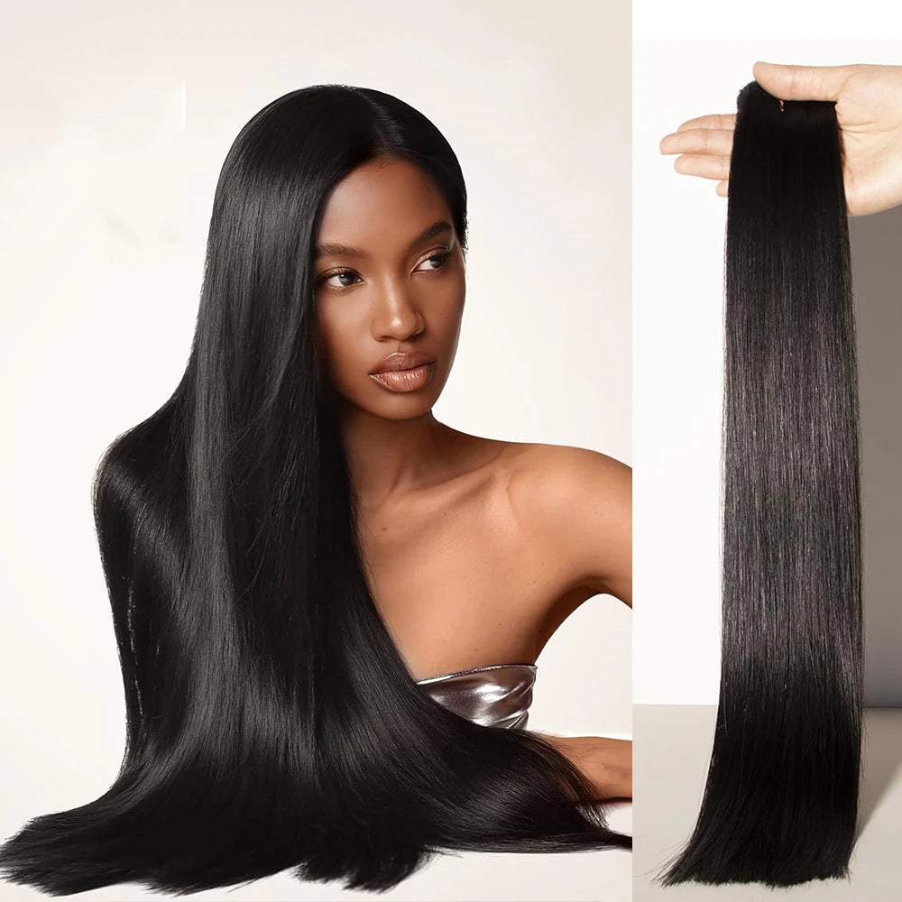 Straight 100% Human Indian Raw Hair Bundles Super Double Drawn 18A Virgin