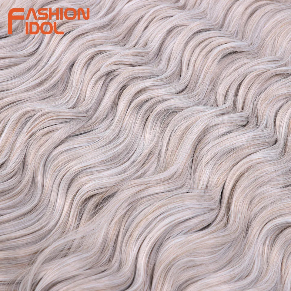 Loose Deep Wave Synthetic Braiding Hair Extensions - 24 Inch Water Wave, Ombre Blonde Twist Crochet