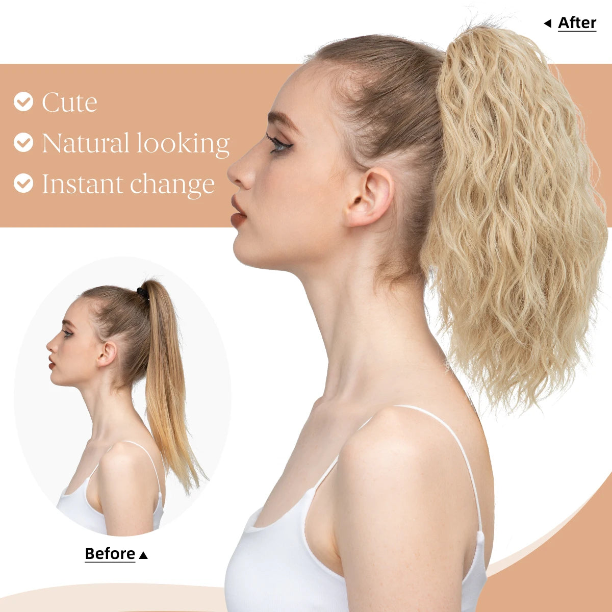Synthetic Curly Claw Clip in Ponytail Blonde Brown Short Hairpiece 13" Fake