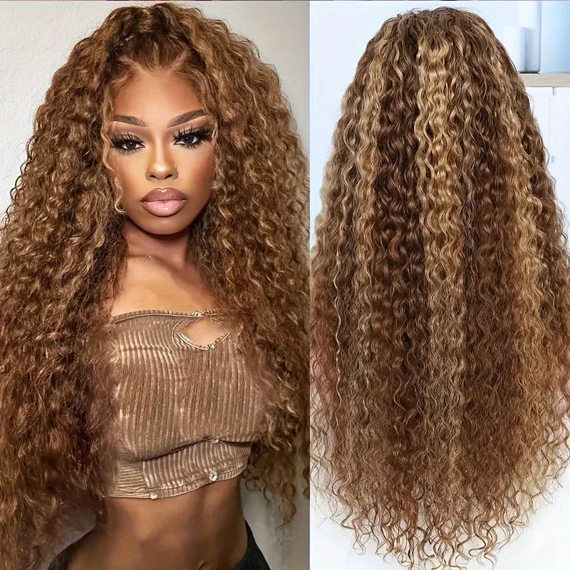 13x4 HD Lace Frontal Wig P427 Highlight Human Hair Water Wave Front