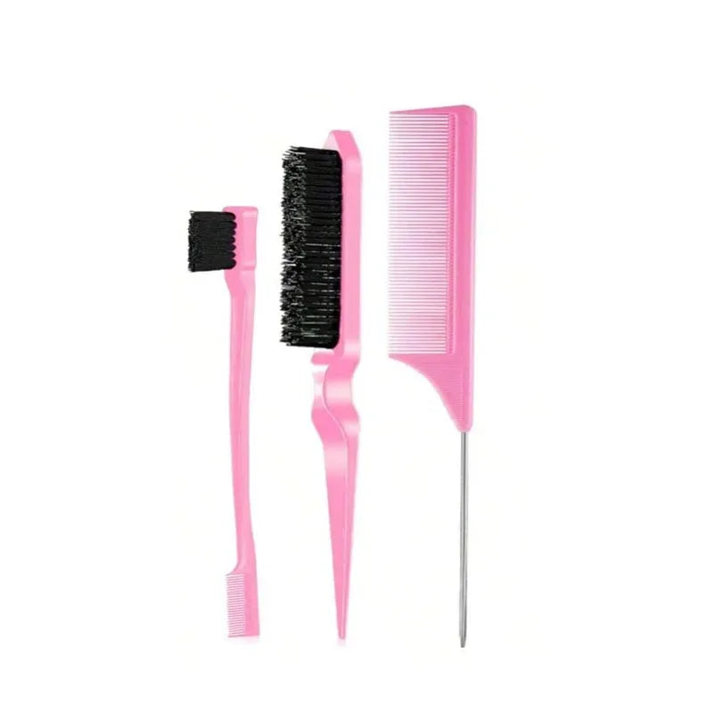 3-Piece Hair Styling Comb Set Triple Tear Brush Mouse Tail Edge Salon