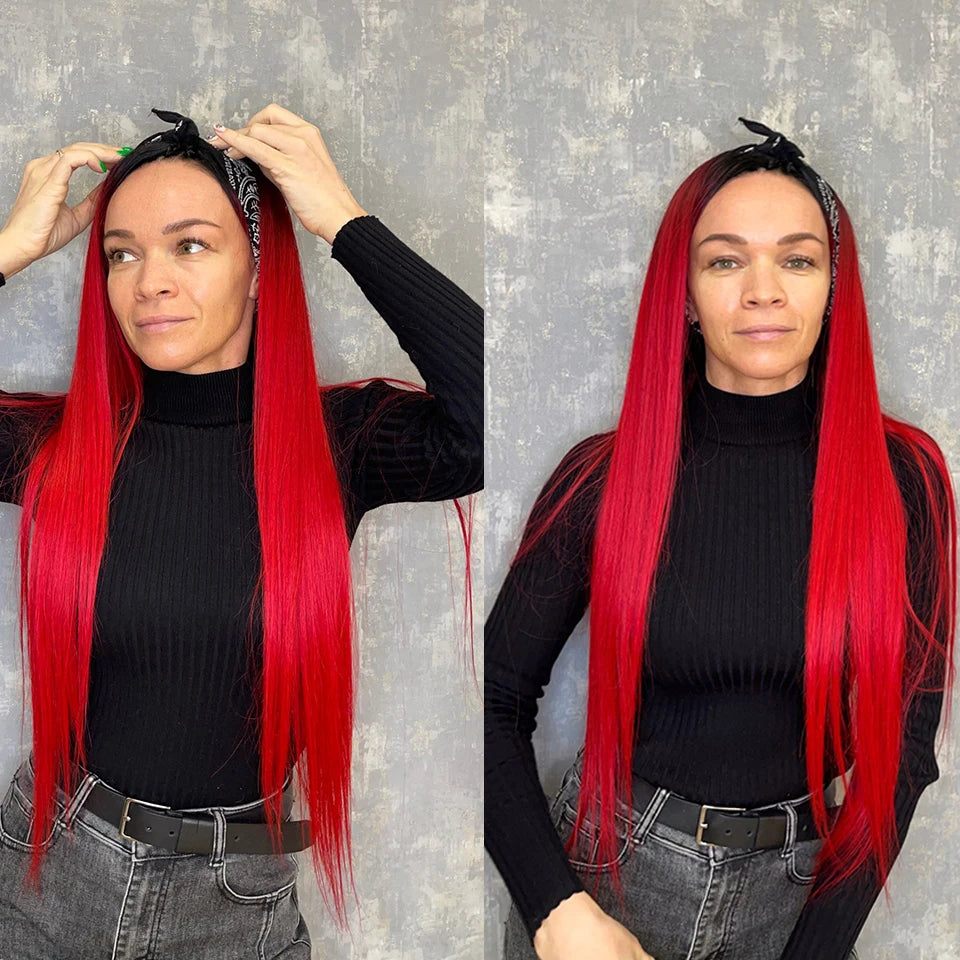 Bone Straight Hair Bundles Salon Natural Extensions Fake Fibers Super Long Synthetic