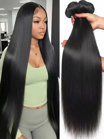 12A Brazilian Long Straight Hair 1/3/4 Bundle Deals Unprocessed Virgin Human Hair Bundles Natural Black Color 12-42 Inches