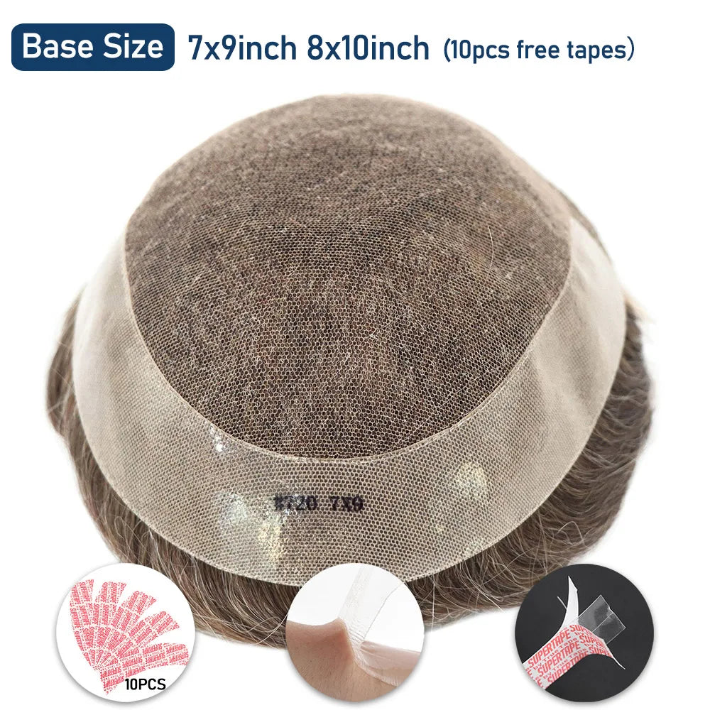 Lace Front & PU Toupee Natural Hairline Hair Prosthesis Human Replacement System