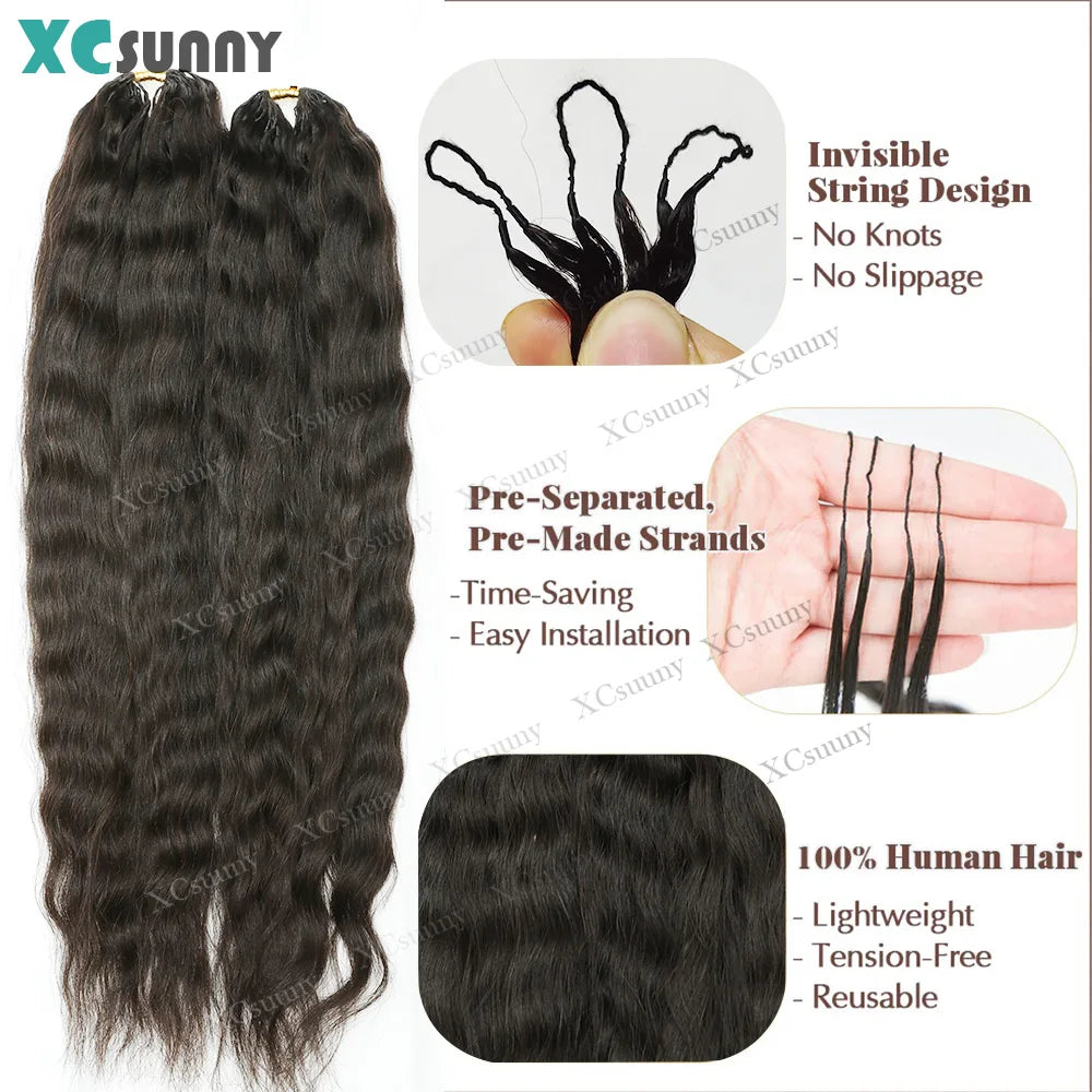 Wet Wavy Feather Crochet Human Hair Bundles Pre Separated Miracle Knots Extensions