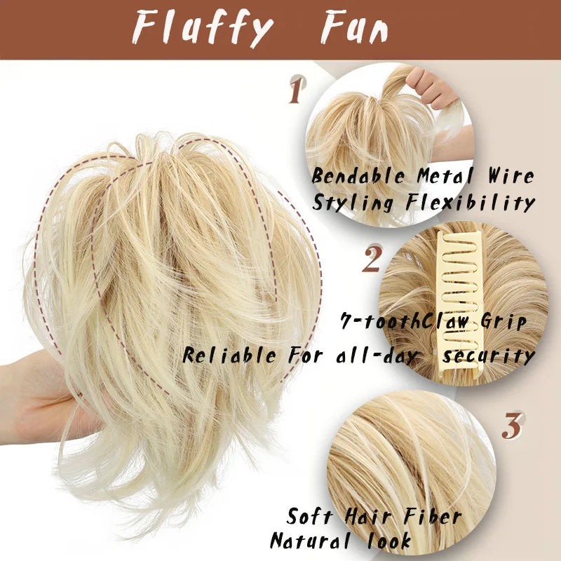 Synthetic Fake Hair Ponytail 8" Short Multi Layered Straight Claw On Clip