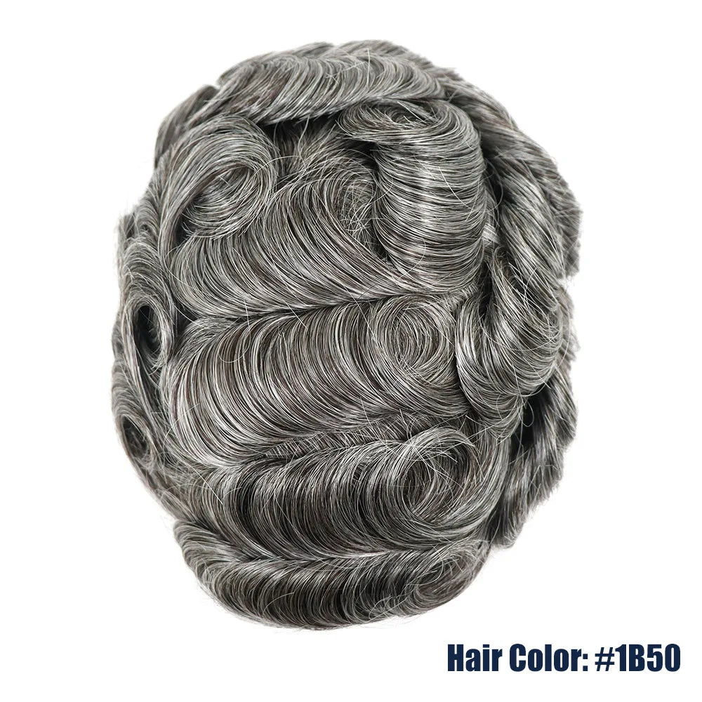 Lace Front & PU Toupee Natural Hairline Hair Prosthesis Human Replacement System