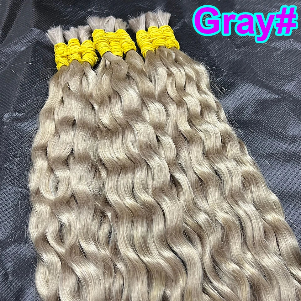 Human Hair Bulk Bundles Curly Water Wave Deep Remy Braiding No Weft