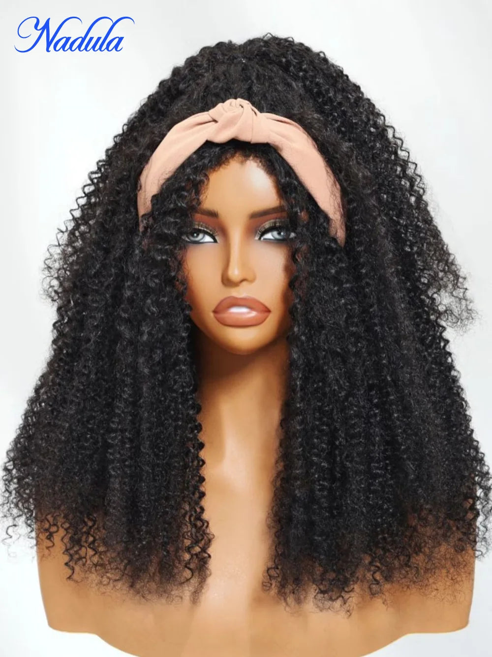 Afro Curly Blend & Secure Drawstringhalf Wig 4C Kinky Human Hair 3/4