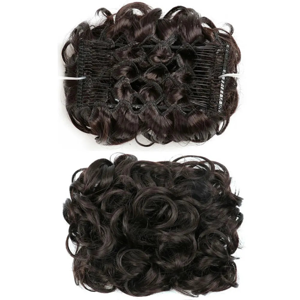 Synthetic Large Comb Clip in Curly Hair Extension Chignon Pieces Updo Cover