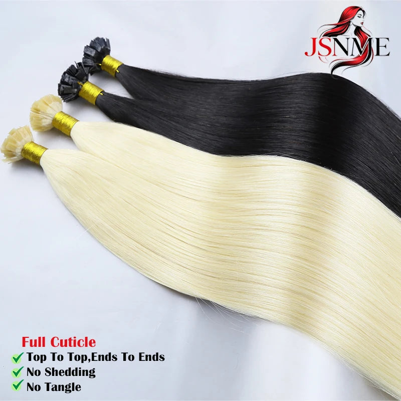 Flat Tip Hair Extensions Keratin Natural Human Hair Extension Brown Blonde 1g/Strand For Salon