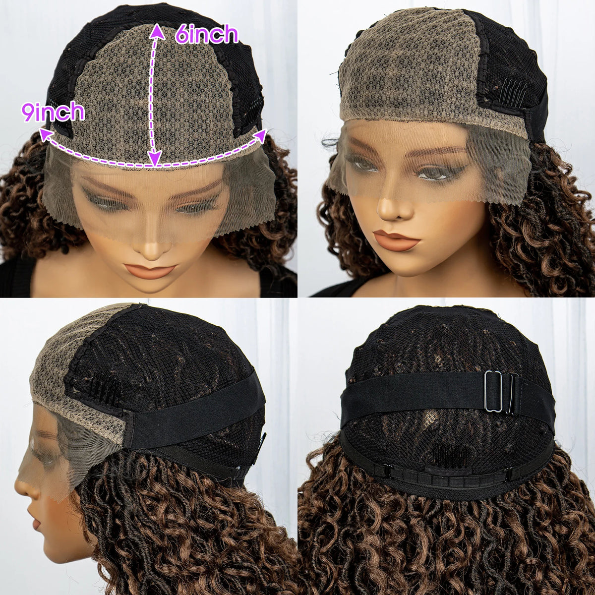 Faux Locs Braided Wigs Synthetic Dreadlock Curly Ends 26inch Lace Front Knotless
