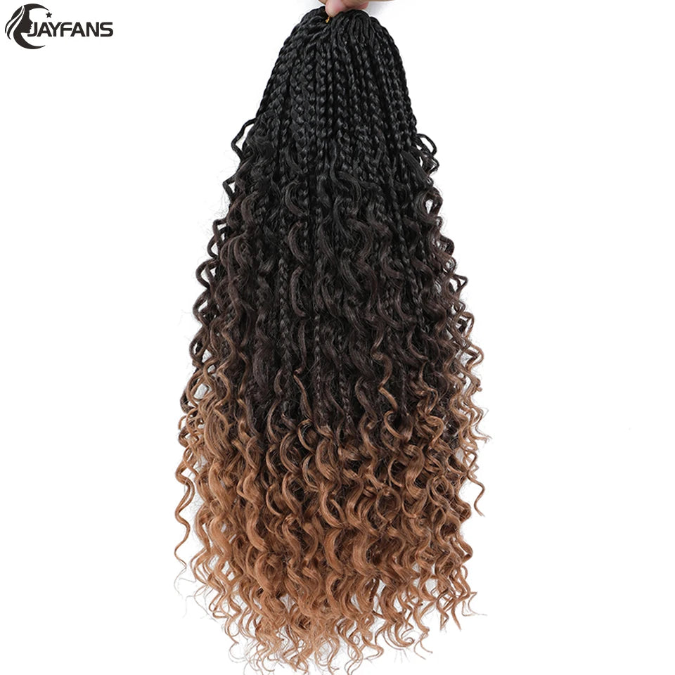 Boho Box Braids Crochet Synthetic Hair Goddess Curly Ends Bohomian
