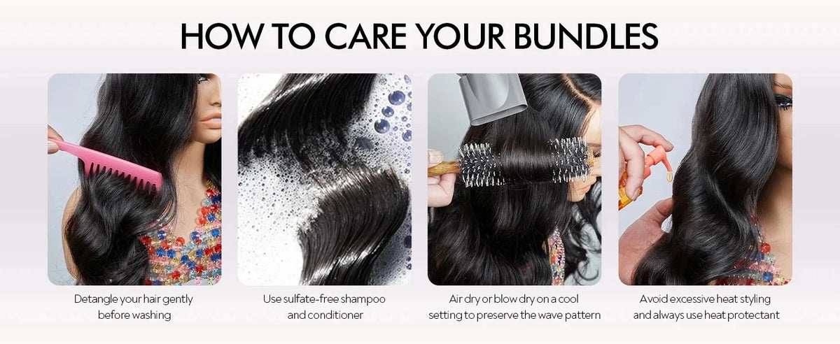 Body Wave Human Hair Bundles Natural Black Brazilian Virgin Weave 12A Unprocessed