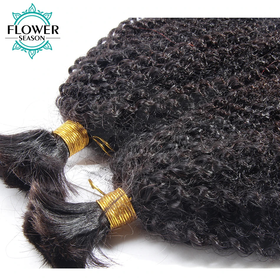 Afro Kinky Curly Human Hair Bulk Braiding No Weft Weaving 3Bundles Mongolian