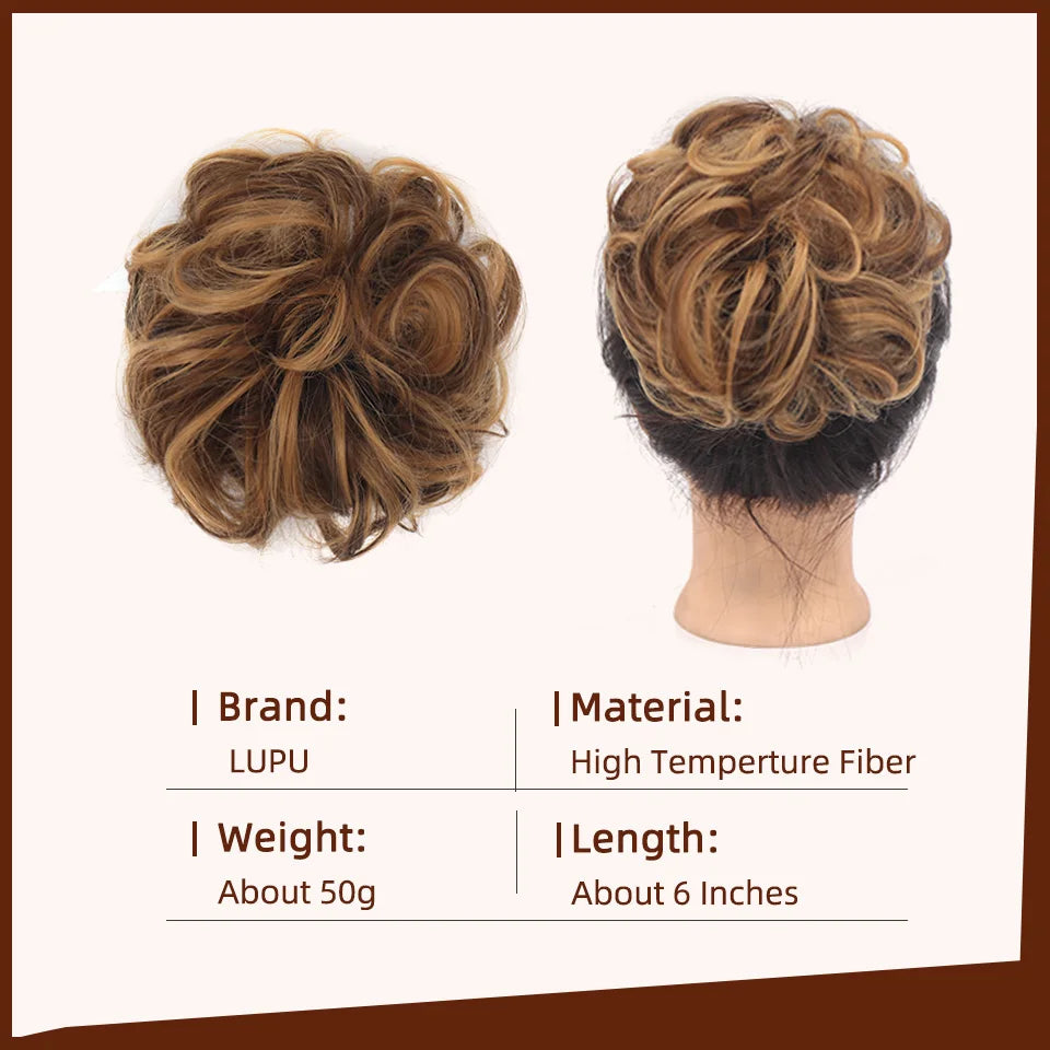 Synthetic Hair Bun Claw Clip in Chignon Piece Curly Messy Ponytail Extensions