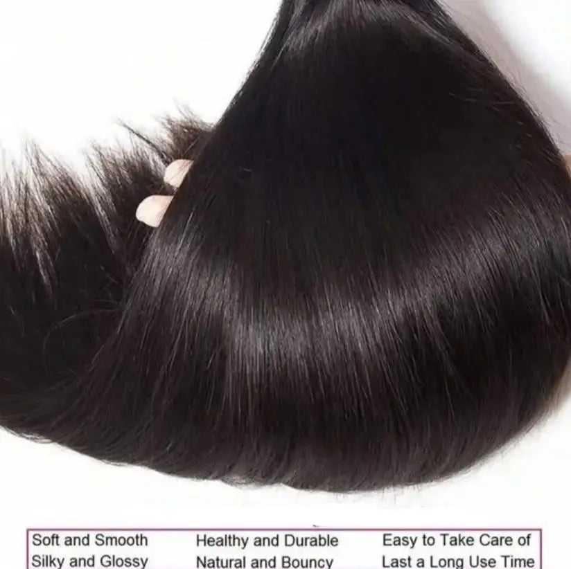 Long Straight Human Hair Bundles Natural Brazilian Virgin 1/3/4 Extensions Double Weft