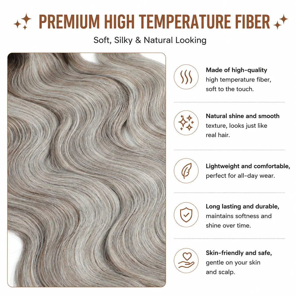 300G 26Inch Ombre Grey Crochet Braids Body Wave Light Brown Highlight Sp4/27/613