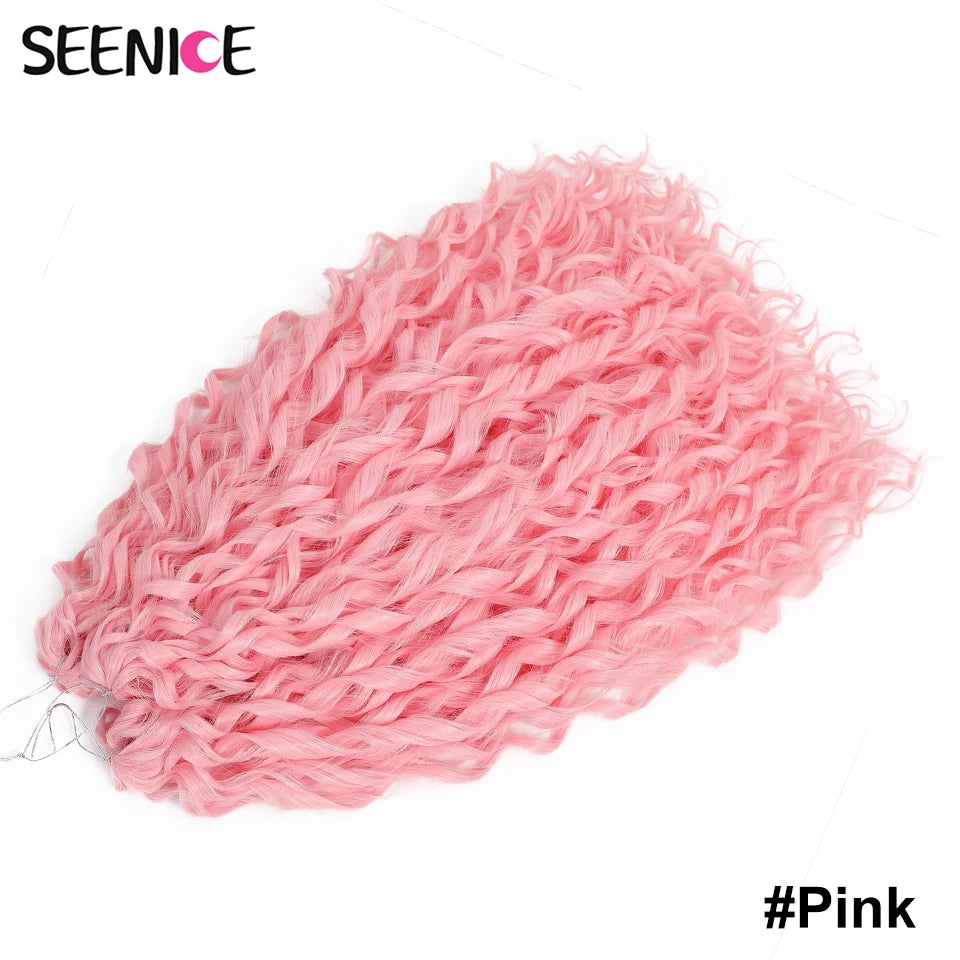 Synthetic Hair Deep Wave Twist Crochet Braid Afro Curl Ombre Blonde Pink