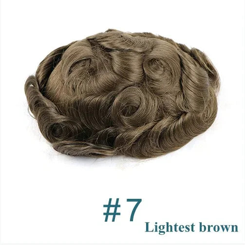 Swiss Lace PU Toupee Black Europe Human Hair Wig 1B40 Replacement System