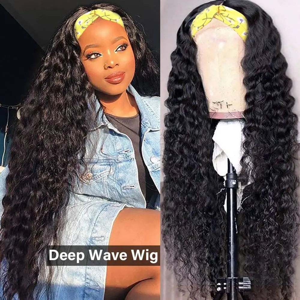 Jerry Curly Half Wig Human Hair Seamless Kinky in Machine Heandband Clip