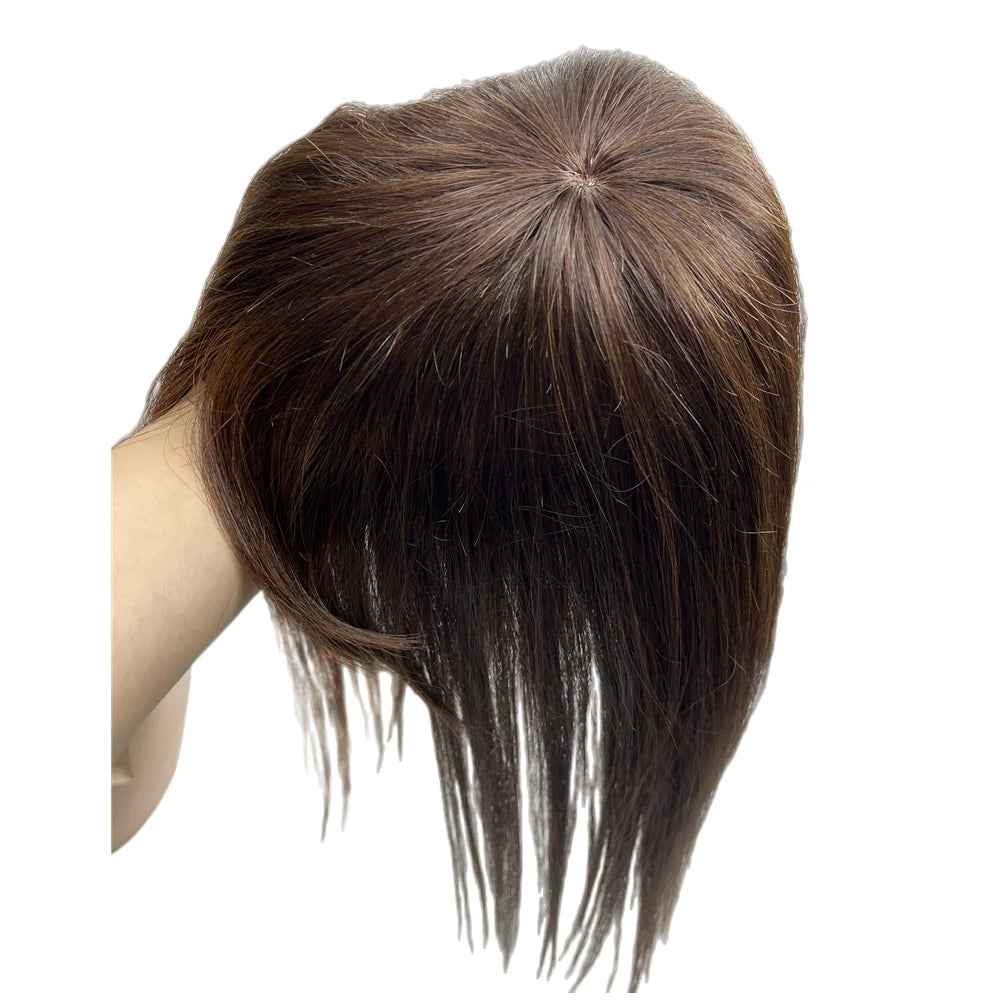 Thick Human Hair Toppers Doll Bangs Long 45cm 60g Heavy Natural Hairpiece