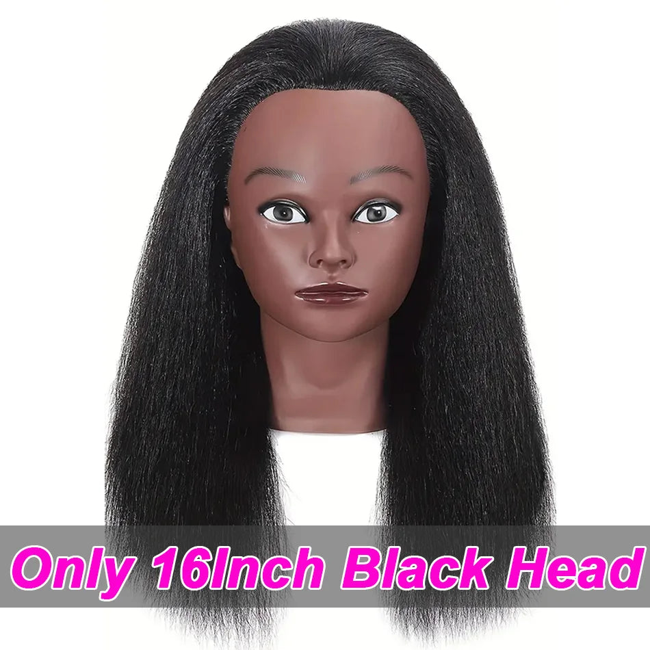 100% Real Hair Mannequin Head 16' Human Hairdresser Training Practice Professional Cosmetology