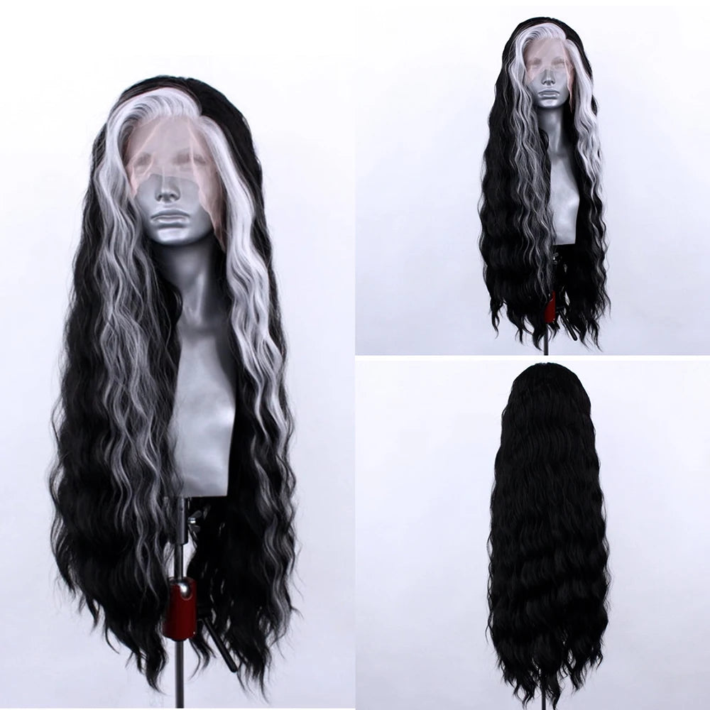 Platinum Blonde Wave Synthetic Lace Front Wig, Long, Loose Curl, Cosplay