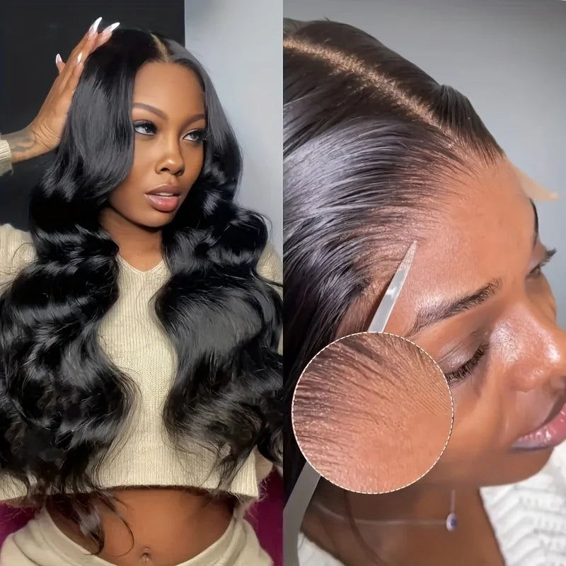 Density Body Wave Lace Front Wigs, 13x4 Closure Gluless Transparent Human Hair